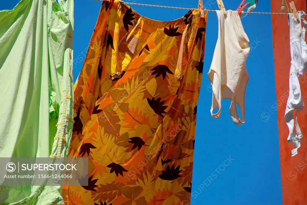 Laundry in the sun  Sestier di Castello  Venice, Veneto, Italy, Europe.