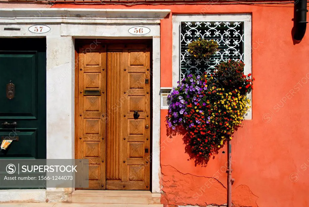 Doors at the Sestier di Castello  Isola di San Pietro  Venice, Veneto, Italy, Europe.