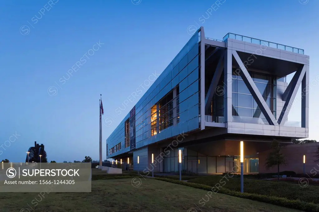 USA, Arkansas, Little Rock, William J  Clinton Presidential Library and Museum, exterior, dawn