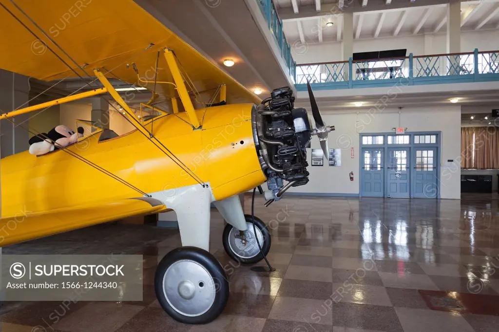 USA, Kansas, Wichita, Kansas Aviation Museum, Stearman biplane, manufactured in Wichita in the 1930´s-era