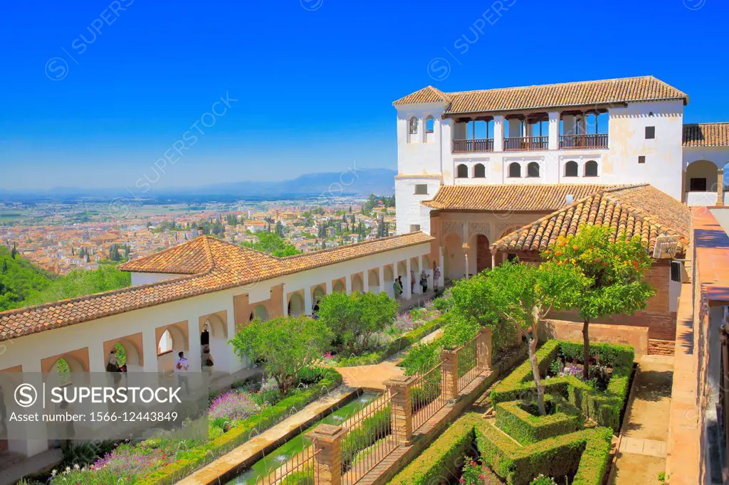Palacio de Generalife, Alhambra, Granada, Andalusia, Spain.
