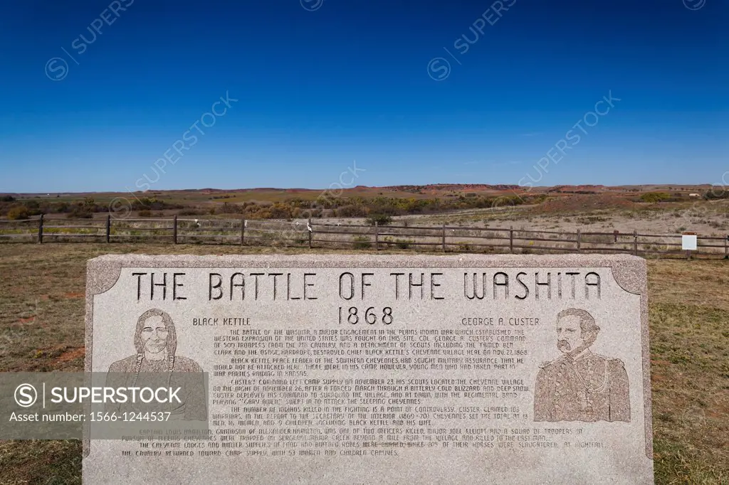USA, Oklahoma, Black Kettle National Grasslands, Cheyenne, Washita Battlefield, site of battle during the US Indian wars between Chief Black Kettle an...