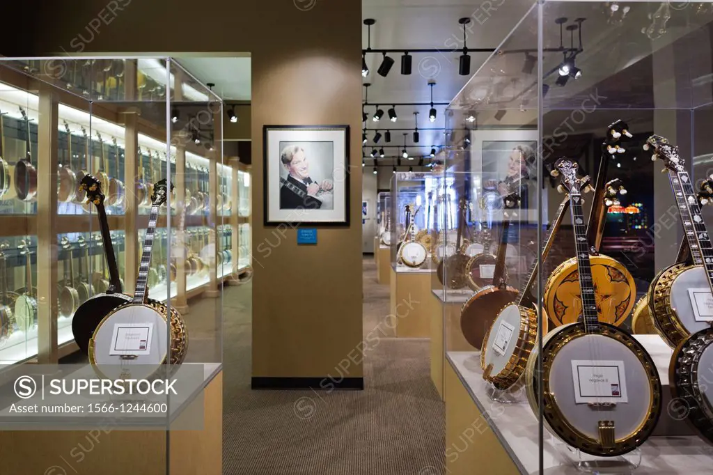 USA, Oklahoma, Oklahoma City, American Banjo Museum, banjos