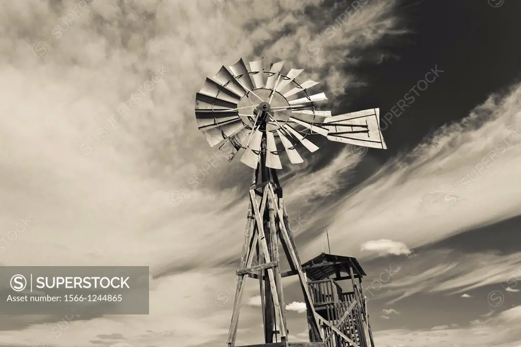 USA, South Dakota, Stamford, 1880 Town, pioneer village, windmill