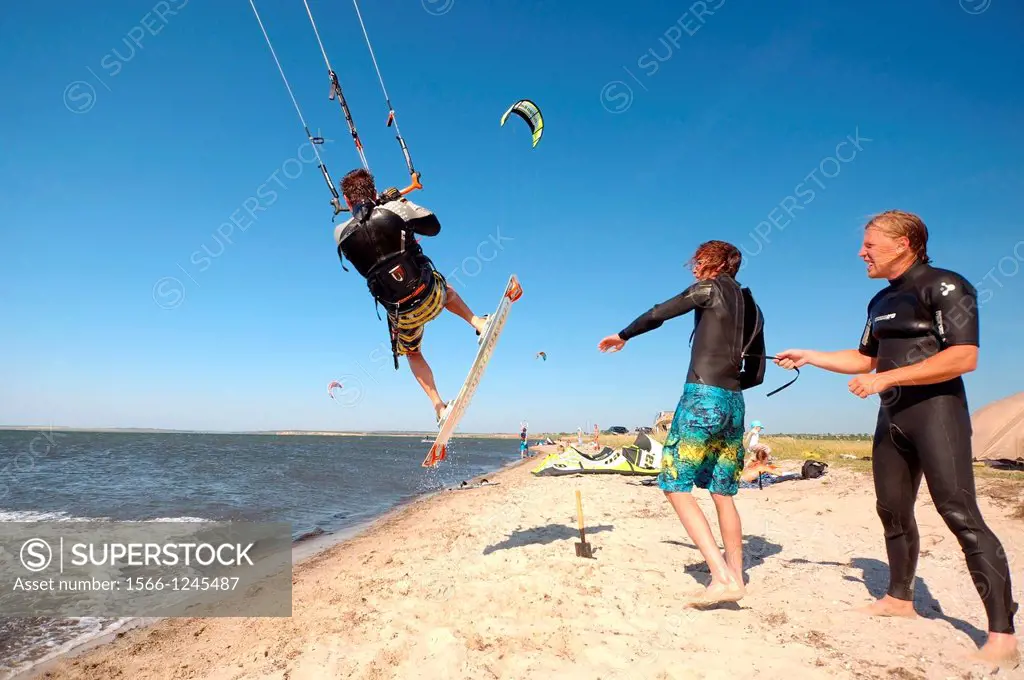 Kitesurfing kiteboarding, Black sea, Odessa, Ukraine