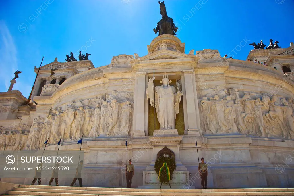 Monument to Vittorio Emanuele II in Venzia Square and La Cordonata Stairs, Rome, Lazio, Italy.
