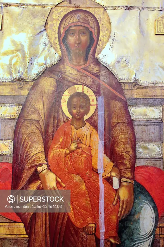 Icon of Holy Virgin (17th century), Suzdal, Vladimir region, Russia.