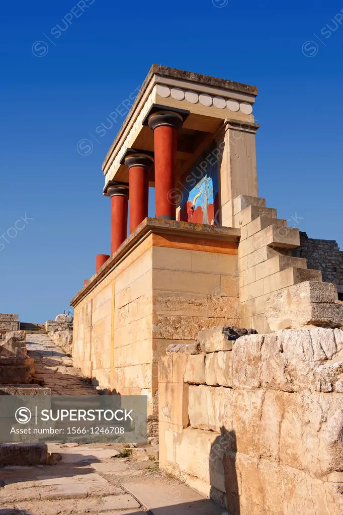 Arthur Evans reconstruction of the Nouth Propylaeum Knossos Minoan archaeological site, Crete