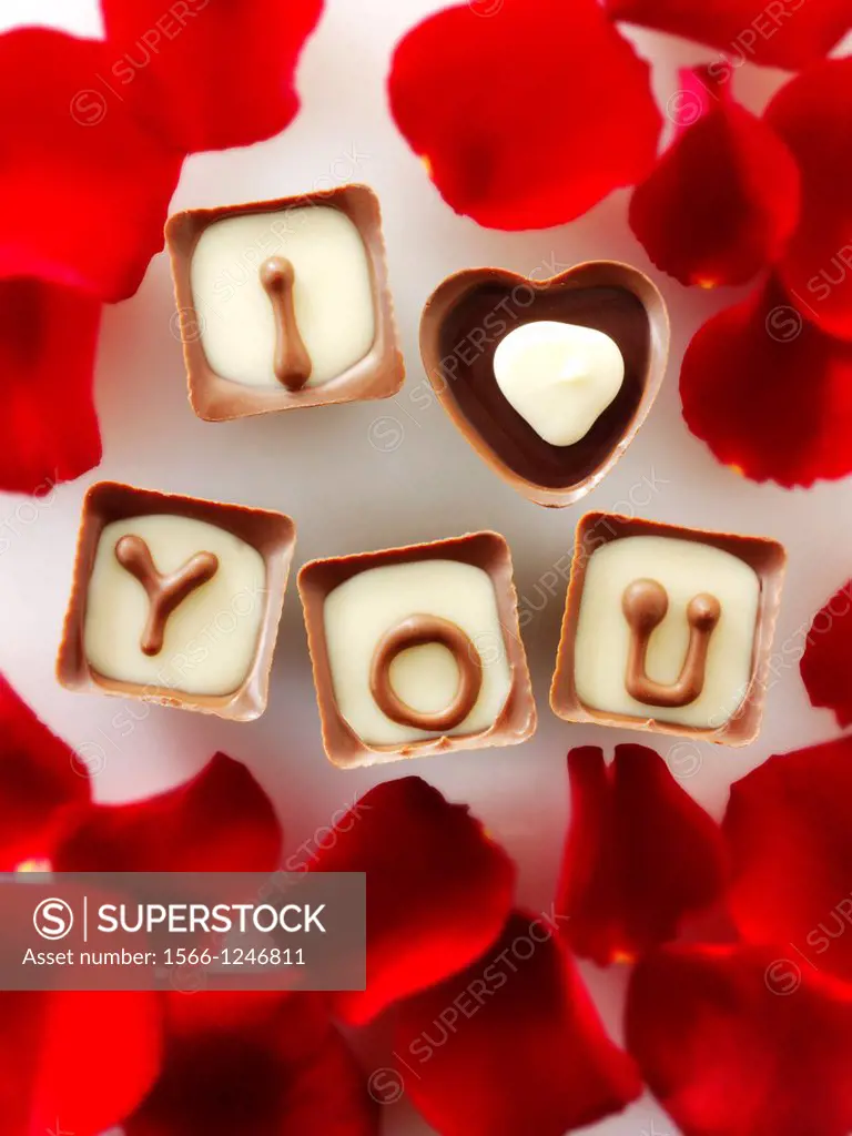 ´ I love you ´ chocolates stock photos for Valentines or any love message