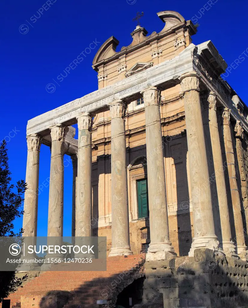Temple of Antoninus and Faustina, Roman Forum, Rome, Italy.