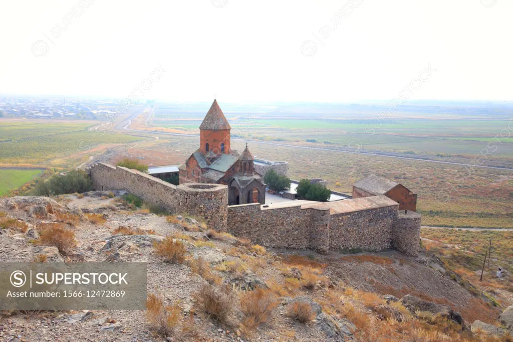 Ararat valley, Church of the Holy Mother of God (St. Astvatzatzin), Khor Virap, Ararat Province, Armenia.