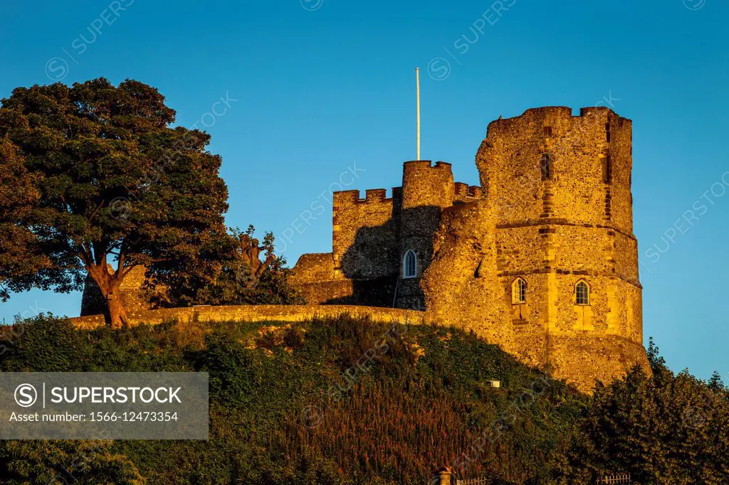 Lewes Castle at Sunset, Lewes, Sussex, UK.