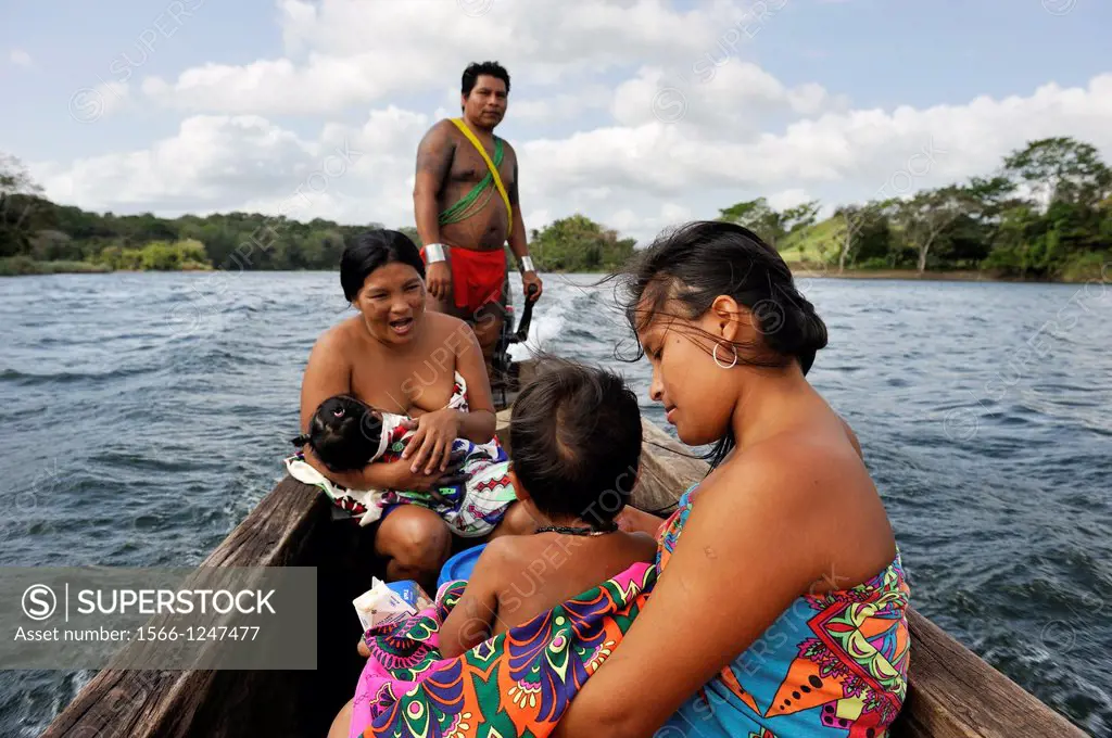 family from Embera native community living by the Chagres River within the Chagres National Park, Republic of Panama, Central America