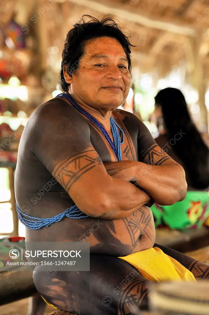 man of Embera native community living by the Chagres River within the Chagres National Park, Republic of Panama, Central America
