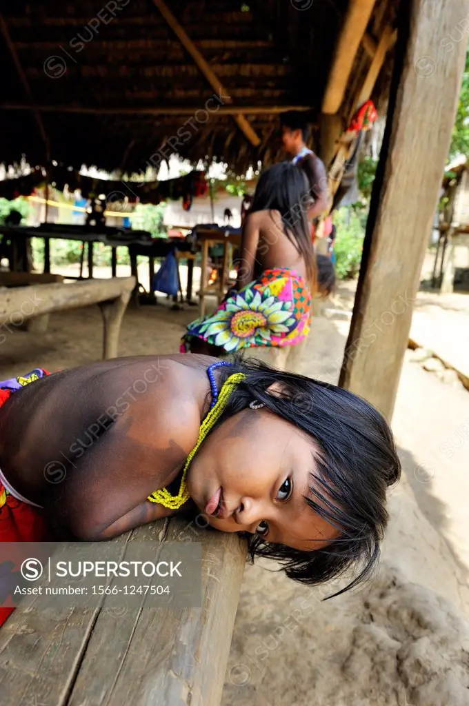 children of Embera native community living by the Chagres River within the Chagres National Park, Republic of Panama, Central America