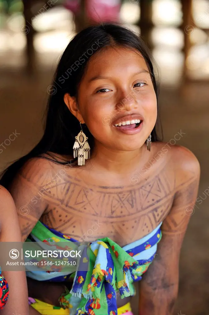 Esilda, young teenager of Embera native community living by the Chagres River within the Chagres National Park, Republic of Panama, Central America