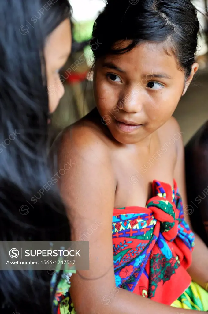 teenager of Embera native community living by the Chagres River within the Chagres National Park, Republic of Panama, Central America
