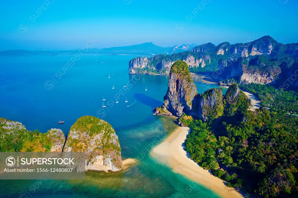 Thailand, Krabi province, Railay beach, Hat Tham Phra Nang beach.
