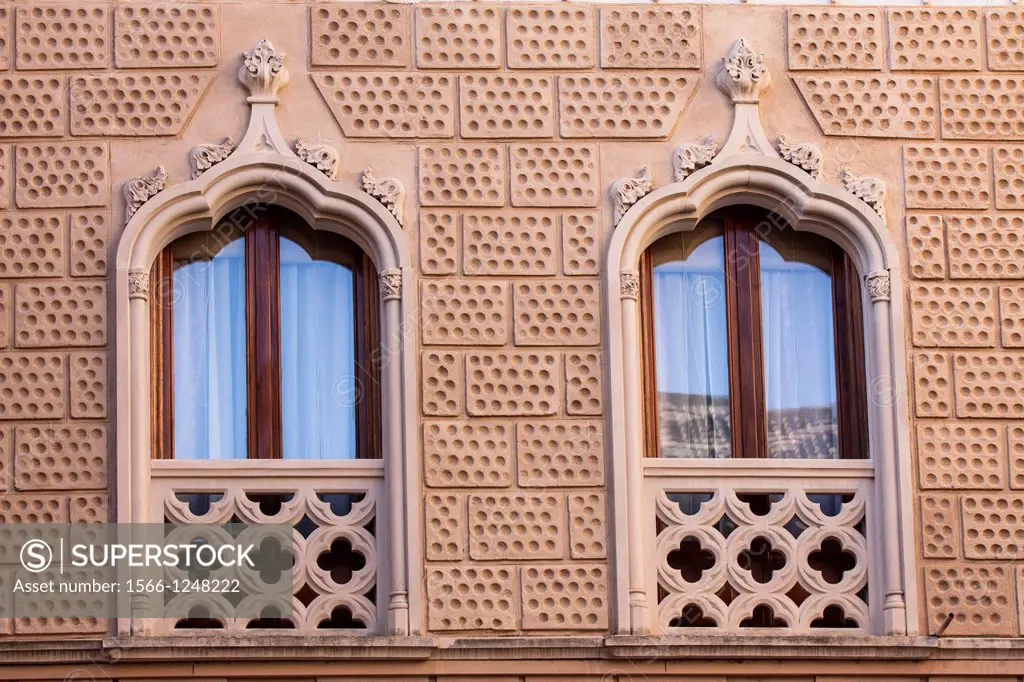 Detail of windows in a building, Segovia, Spain