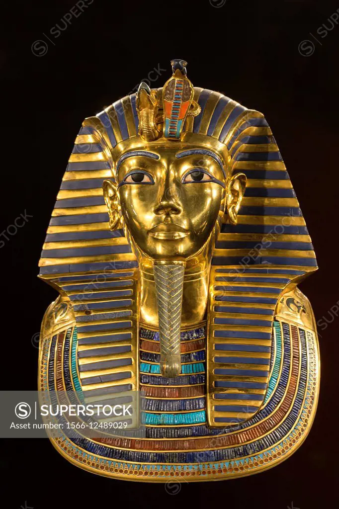 A replica of Tutankhamun golden burial mask.