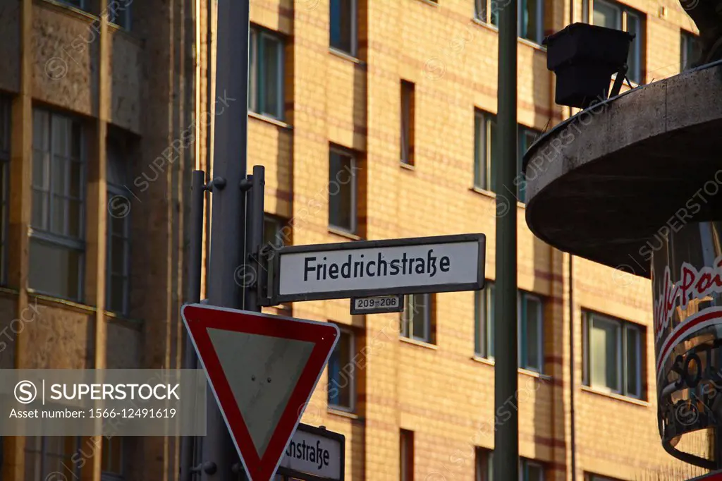 Friedrichstrasse street sign. Berlin, Germany, Europe