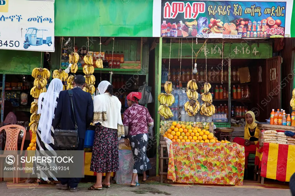 A group of Ethiopians buying fruit, Bahir Dar, Ethiopia