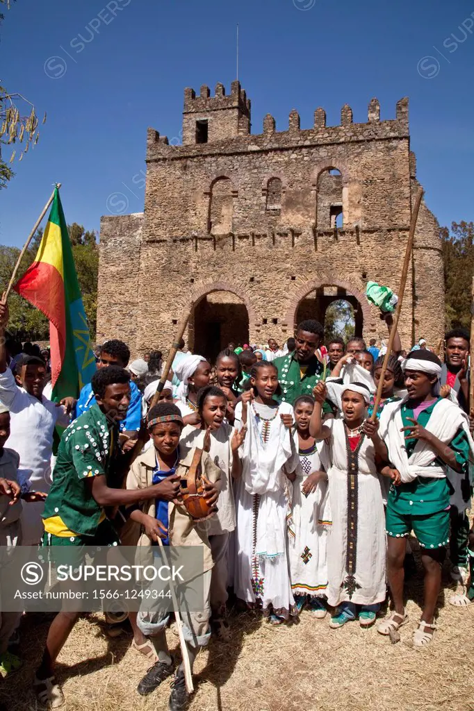 Local People Celebrating Timkat The Festival of Epiphany, Gondar, Ethiopia
