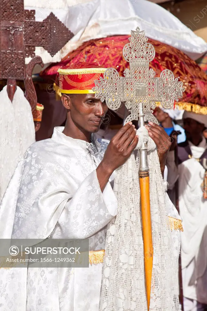 A Street Procession of Church Priests and Deacons During Timkat The Festival of Epiphany, Gondar, Ethiopia