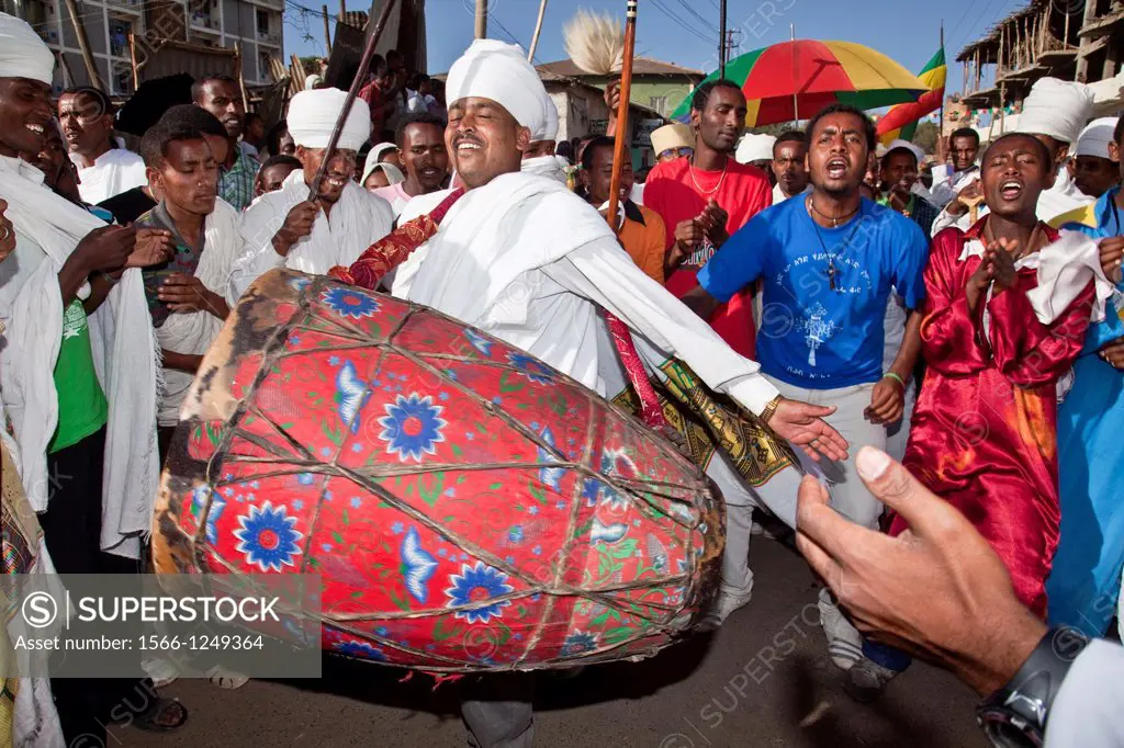 Ethiopian People Celebrating Timkat The Festival of Epiphany, Gondar, Ethiopia