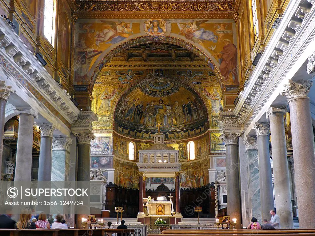 Rome Italy, Interior of the Church of Santa Maria in Trastevere in Rome