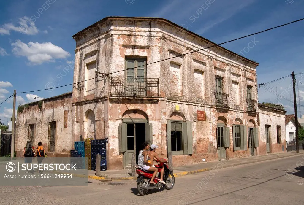 Corner in San Antonio de Areco, typical countryside town where Argentinian Tradition is worshiped, Buenos Aires province, Argentina, South America