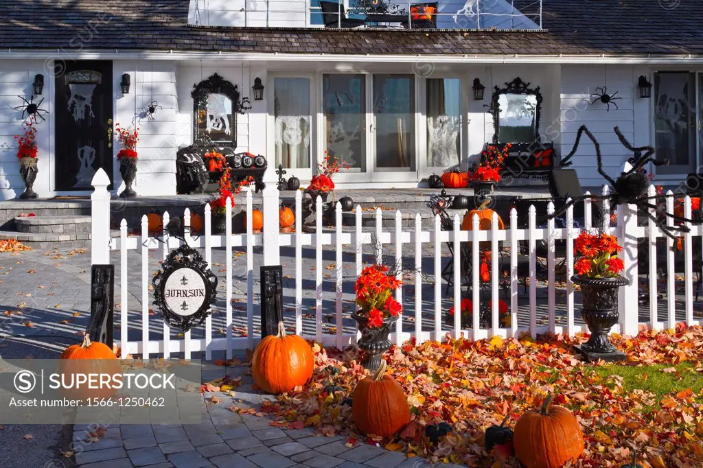 A home decorated for Halloween in Harbor Springs, Michigan, USA