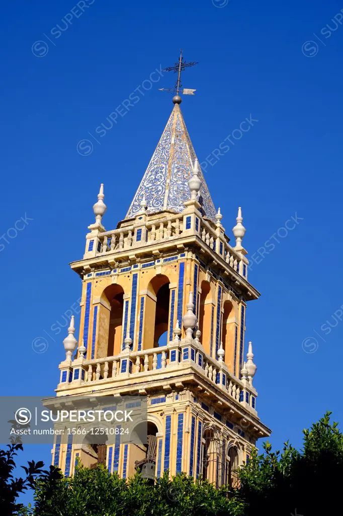 Santa Ana church bell tower, Triana neighborhood, Seville, Andalusia, Spain.