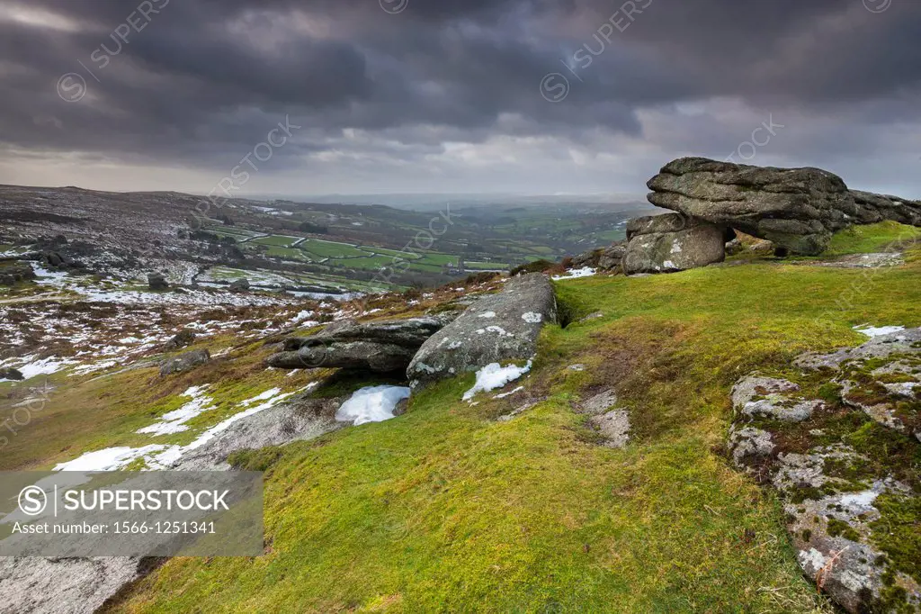 Chinkwell Tor in the Dartmoor National Park near Widecombe in the Moor, Devon, England, UK, Europe