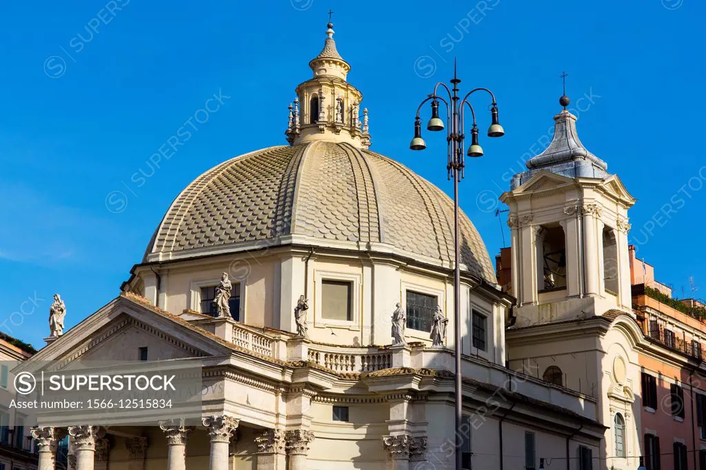 Santa Maria di Montesanto Church, Piazza del Popolo, Rome, Italy, Europe.