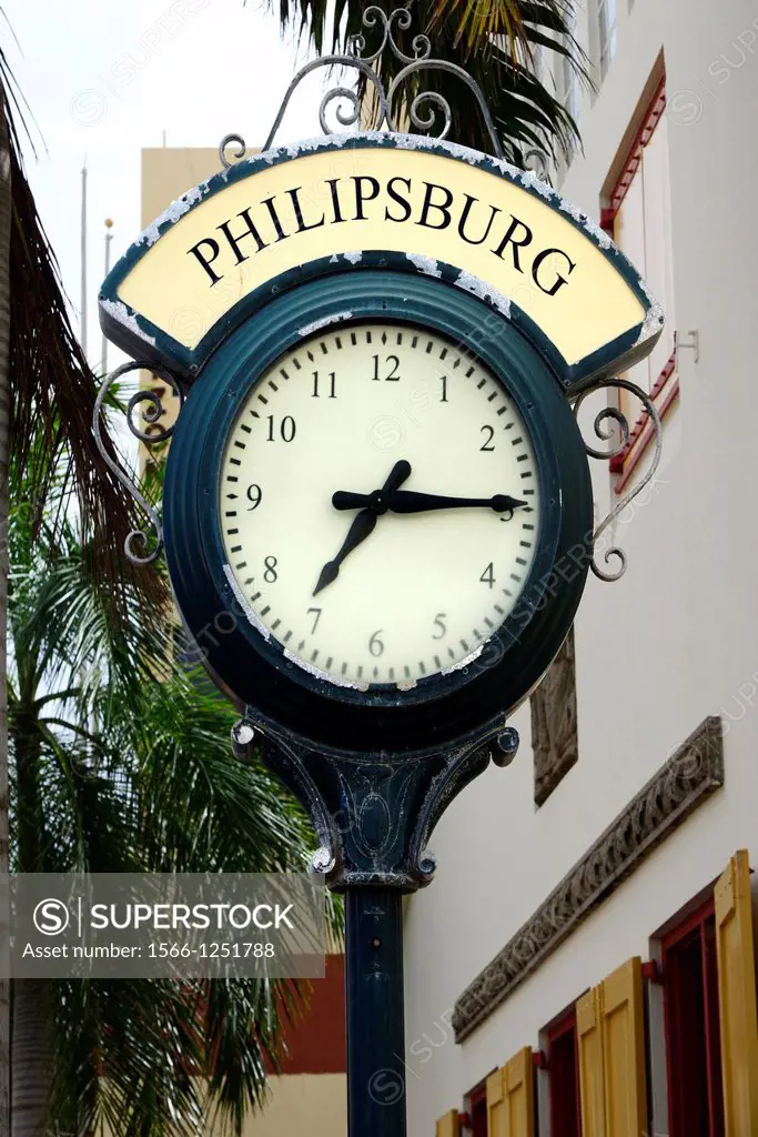 Clock Philipsburg St  Martin Maarten Caribbean Island Netherland Antilles