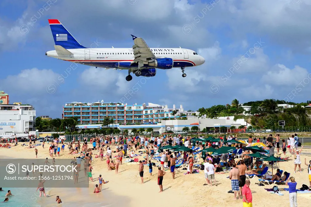 Maho Beach Airplanes St  Martin Maarten Caribbean Island Netherland Antilles