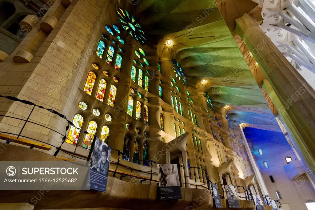 Inside the Sagrada Familia. Barcelona. Catalonia. Spain