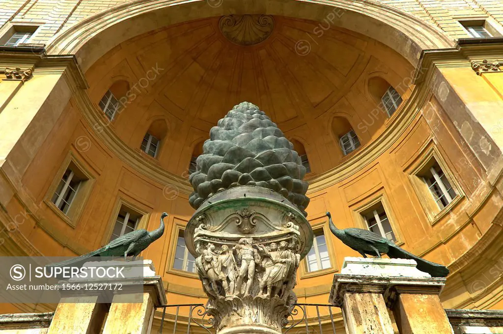 State of the Vatican City (Italy). Architectural details in the courtyard of the Vatican Museums.