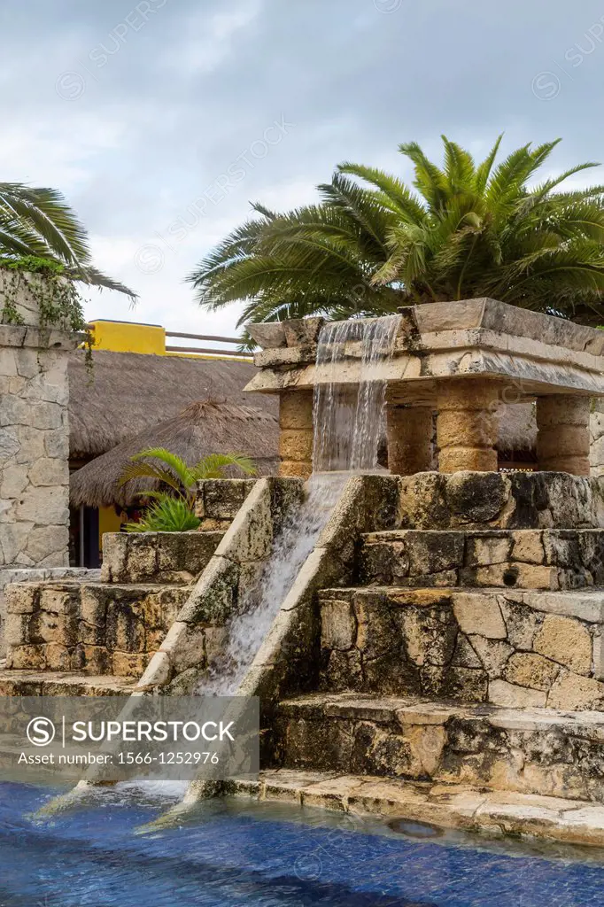 Mayan architecture at the cruise ship terminal Puerta Maya in Cozumel, Mexico