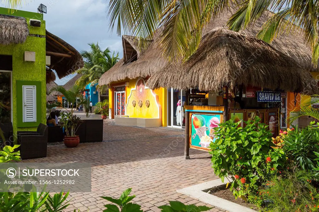 Mexican shops and stores at the cruise ship terminal Puerta Maya in Cozumel, Mexico