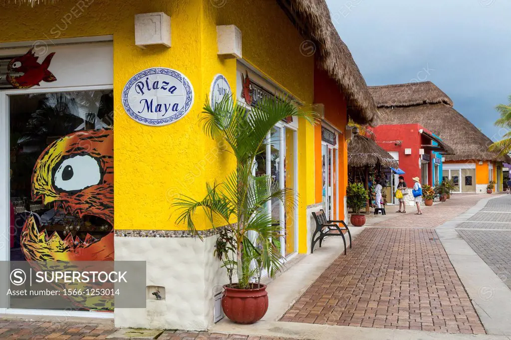 Mexican shops and stores at the cruise ship terminal Puerta Maya in Cozumel, Mexico