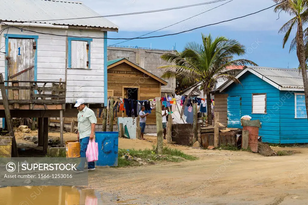 Homes in French Harbor fishing village on Roatan island, Honduras