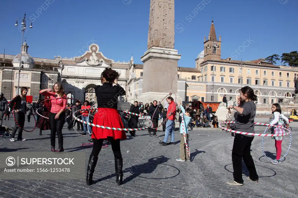 14 Feb 2013 The One Billion Rising flash mob demonstration to end violence against women around the world in Piazza del Popolo Square in Rome Italy
