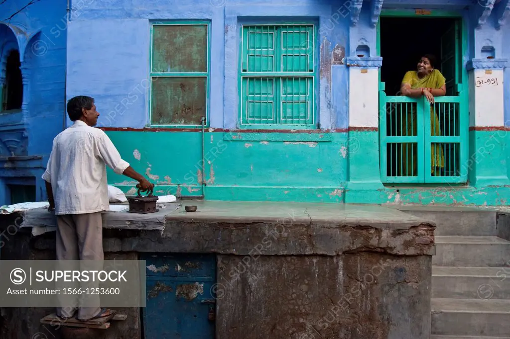 Man Ironing Clothes, Streetlife, Jodhpur The Blue City Rajasthan, India