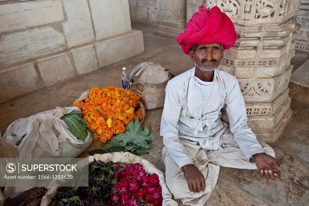 Flower Seller, The Jain Temple at Ranakpur, Rajasthan, India