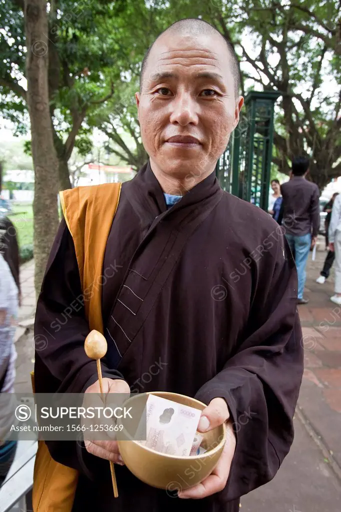 Monk and Begging Bowl, Hanoi, Vietnam