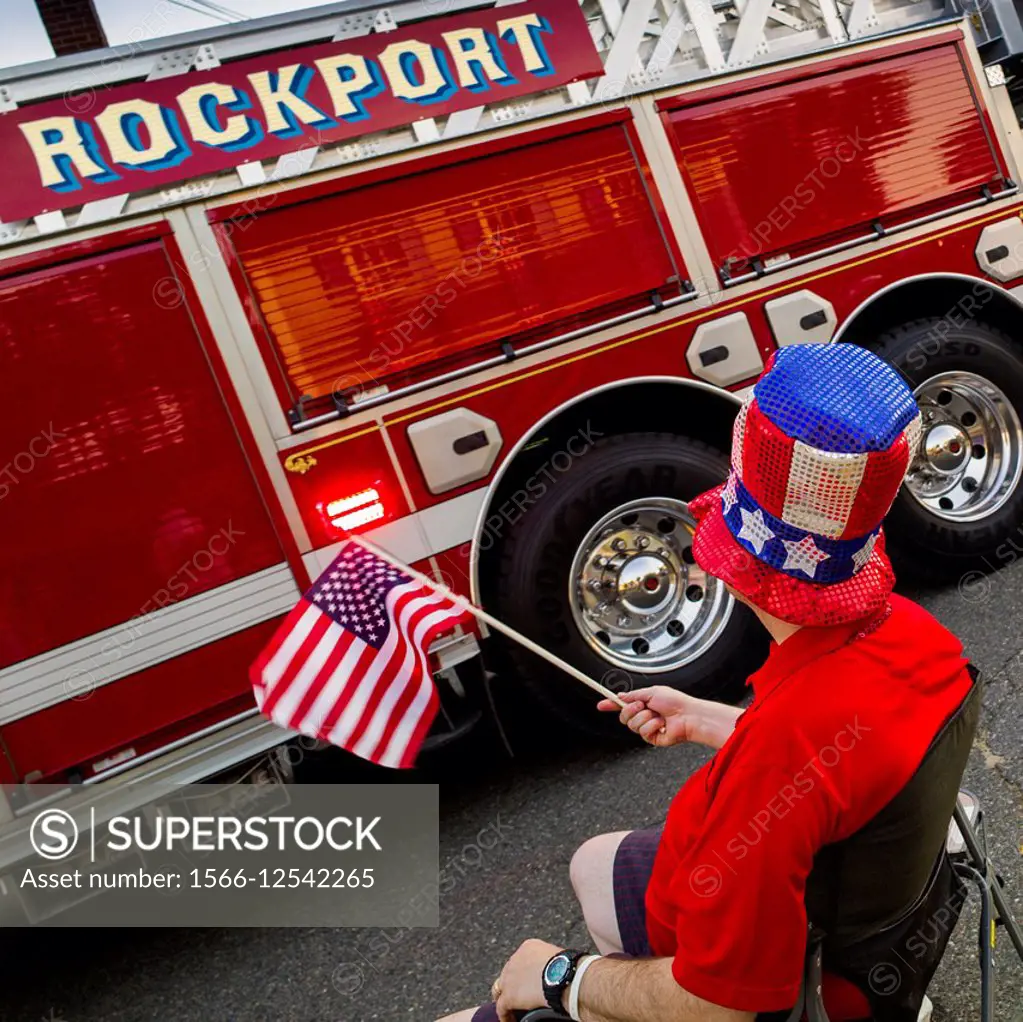 USA, Massachusetts, Cape Ann, Rockport, Fourth of July, Independence Day Parade.