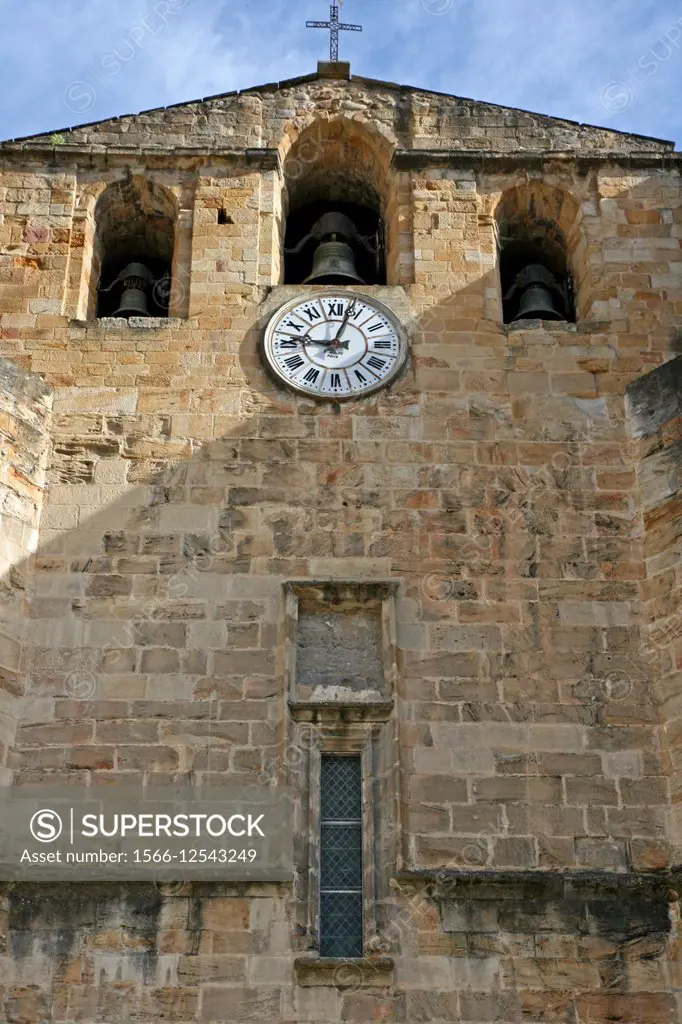 Clock and bell tower, abbey of Saint-Volusien, Foix, Ariege, France