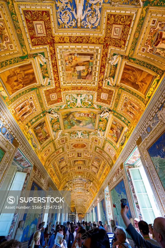 Geographic Maps Gallery, Vatican Museums, Vatican, Rome, Italy, Europe.